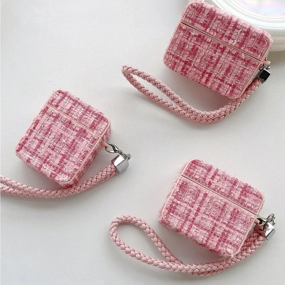 Chic Pink & Metallic Multi Tweed AirPod Case Mult Sizes New